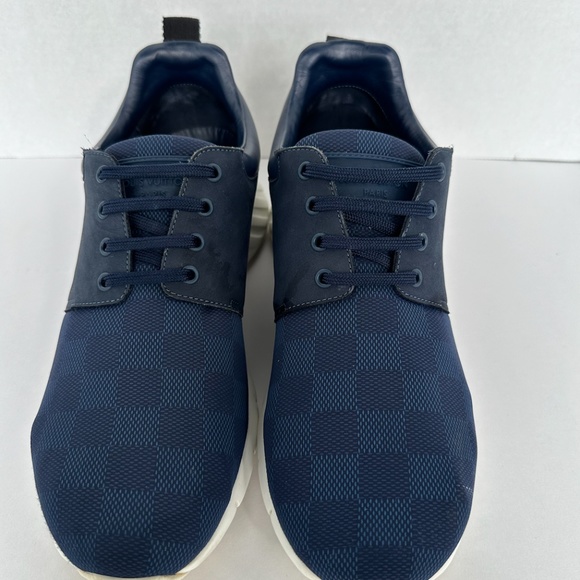Louis Vuitton Fastline Sneakers with Damier Pattern (Blue/Black/White) - Picture 2 of 5